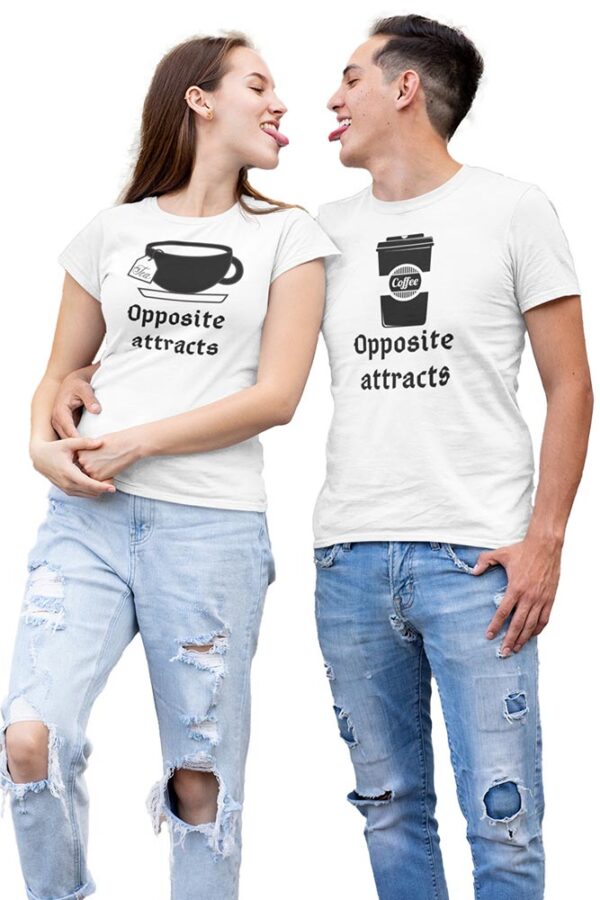 Opposite Attracts Coffee Men & Tea Women Valentine Couples T-Shirt