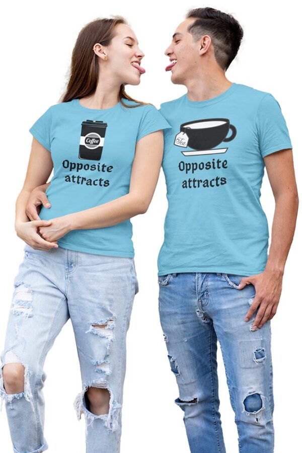 Opposite Attracts Coffee Women & Tea Men Valentine Couples T-Shirt