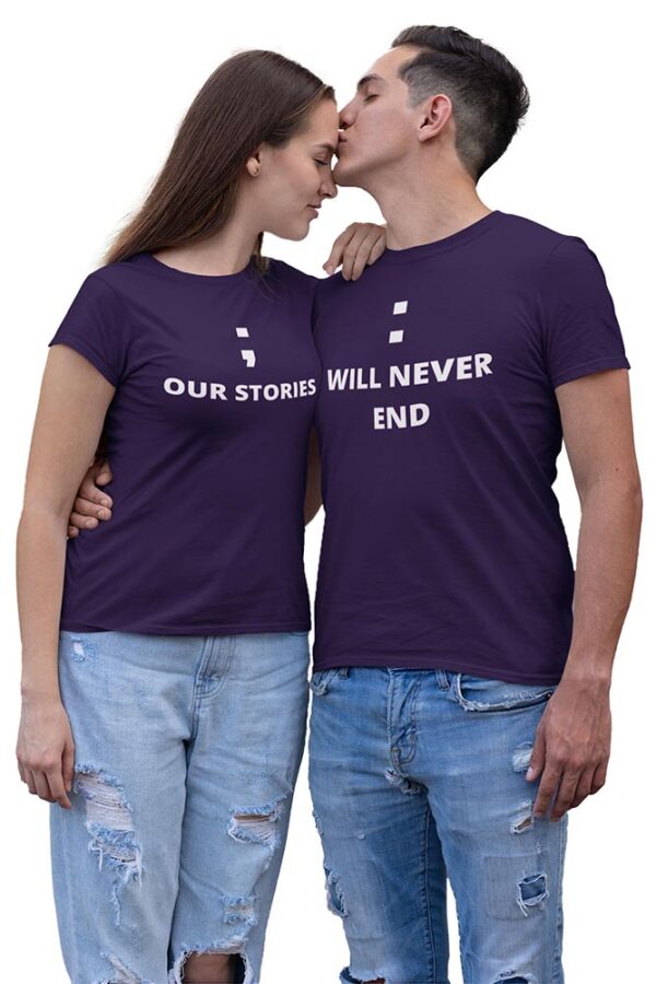 Our stories Will Never End Valentine Couples T-Shirt - LT - Image 2