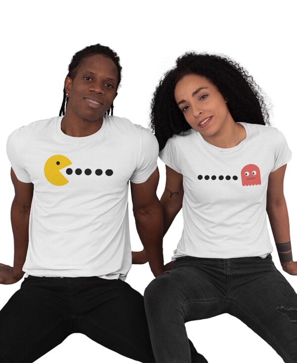 Pac Man Game Valentine Couples T-Shirt - DK - Image 2