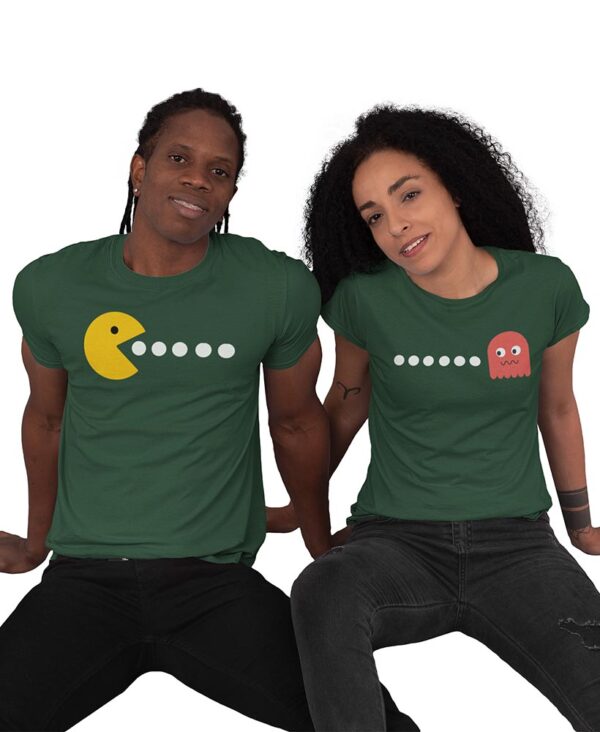 Pac Man Game Valentine Couples T-Shirt - LT - Image 2