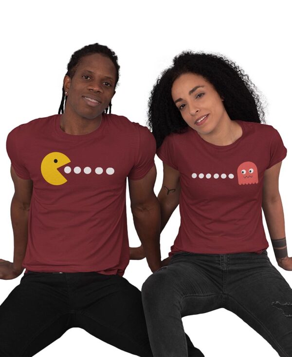 Pac Man Game Valentine Couples T-Shirt - LT - Image 3