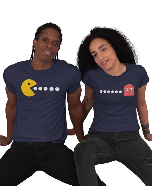 Pac Man Game Valentine Couples T-Shirt - LT - Image 4