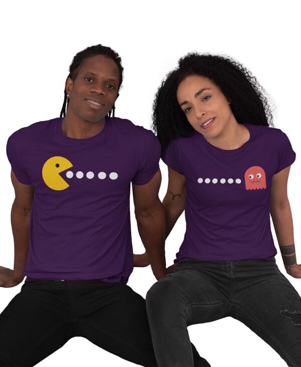 Pac Man Game Valentine Couples T-Shirt - LT - Image 5