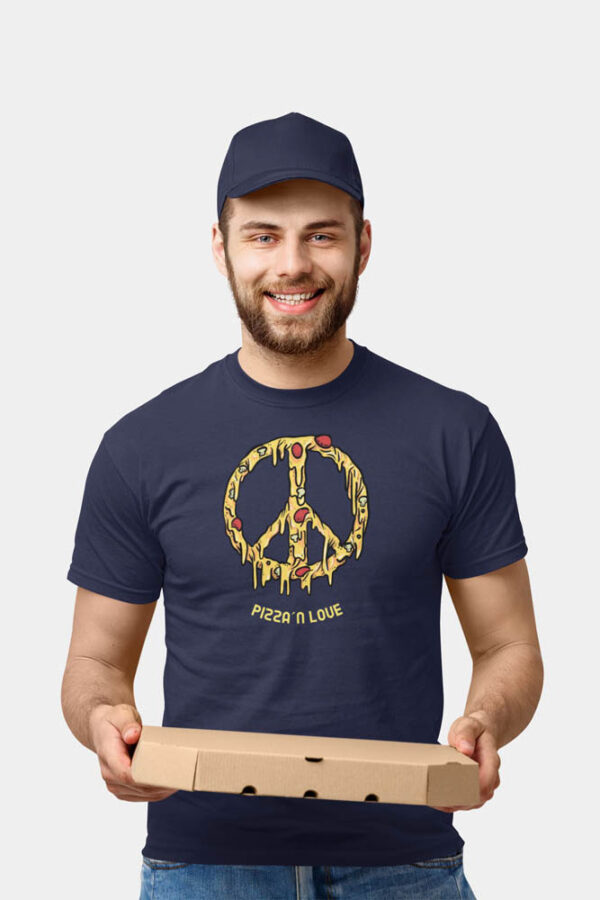 Pizza and Love Foodie Men's T-Shirt - Image 2