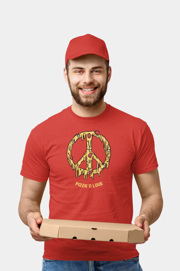 Pizza and Love Foodie Men's T-Shirt - Image 3