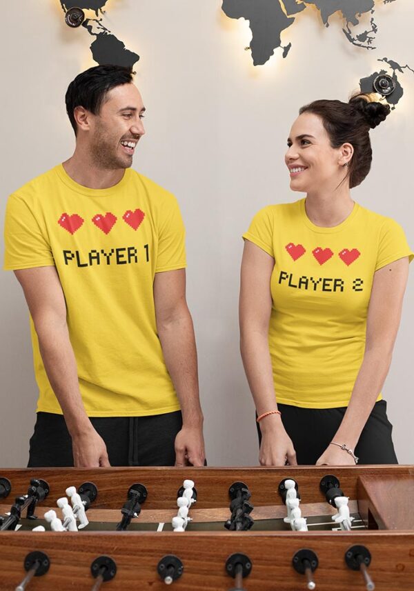 Player 1 and 2 Gaming Valentine Couples T-Shirt - DK - Image 4