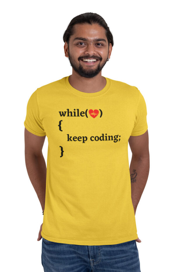 While Heart Beating Keep Coding T-Shirt for Men - DK - Image 4