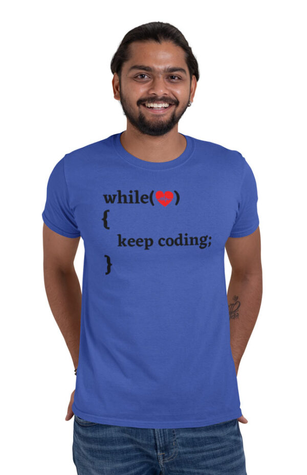 While Heart Beating Keep Coding T-Shirt for Men - DK - Image 5