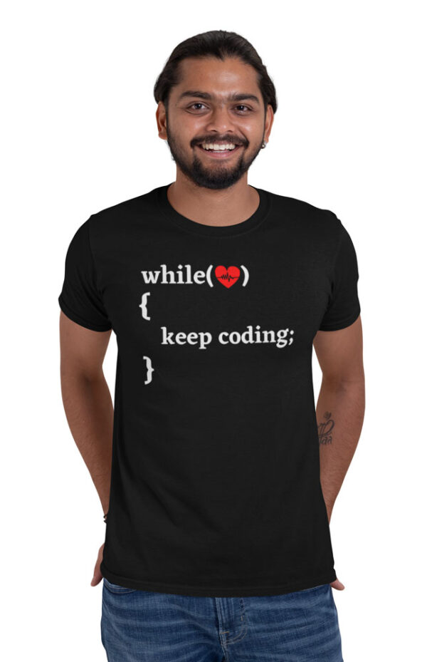 While Heart Beating Keep Coding T-Shirt for Men - LT