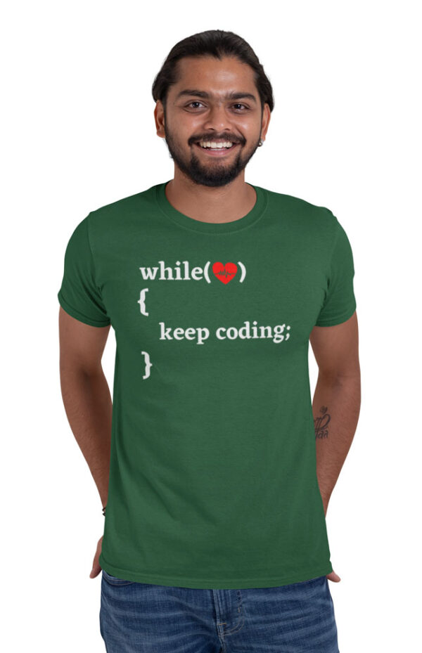 While Heart Beating Keep Coding T-Shirt for Men - LT - Image 2