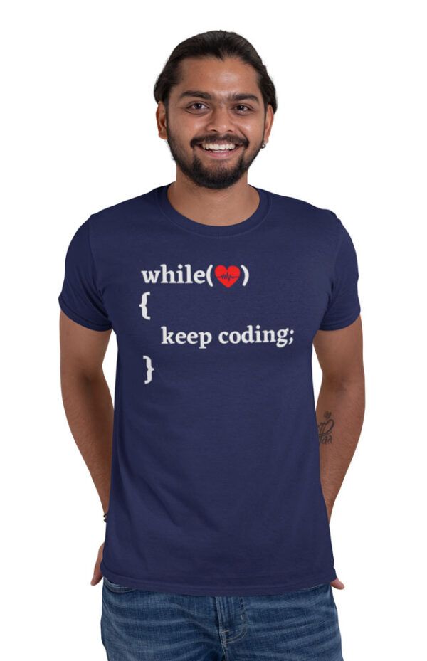 While Heart Beating Keep Coding T-Shirt for Men - LT - Image 4