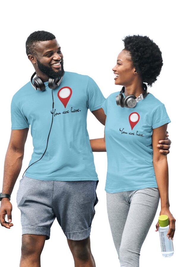 You Are Here Heart Valentine Couples T-Shirt - DK - Image 3