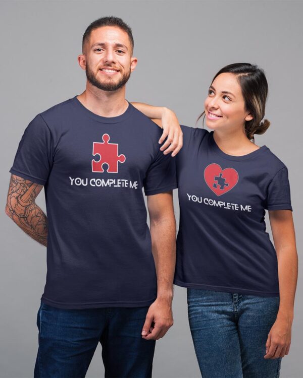 You Complete me, Heart Lego Valentine Couples T-Shirt - LT - Image 3