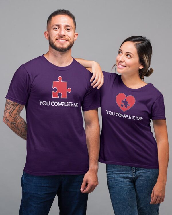 You Complete me, Heart Lego Valentine Couples T-Shirt - LT - Image 4