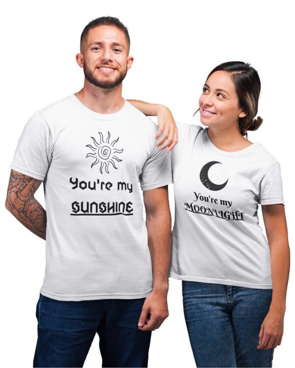 You're My Sunshine, You're My Moonlight Valentine Couple T-Shirt - DK - Image 2