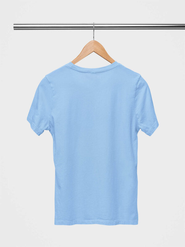 Baby Blue Classic Plain Round Neck T-Shirt for Women - Image 2