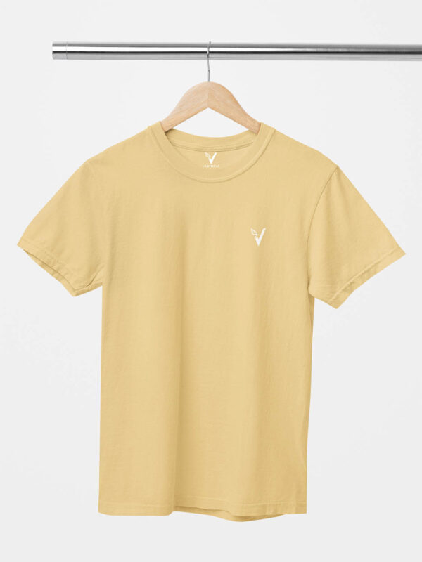 Beige Classic Plain Round Neck T-Shirt for Unisex