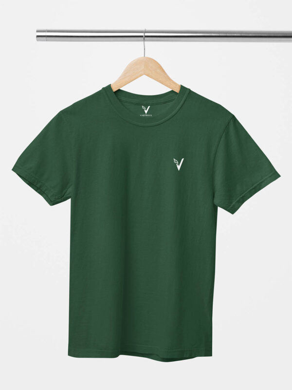 Bottle Green Classic Plain Round Neck T-Shirt for Men