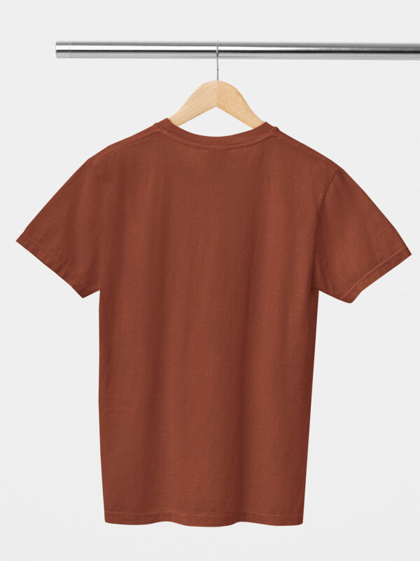 Brick Red Green Classic Plain Round Neck T-Shirt for Men - Image 2