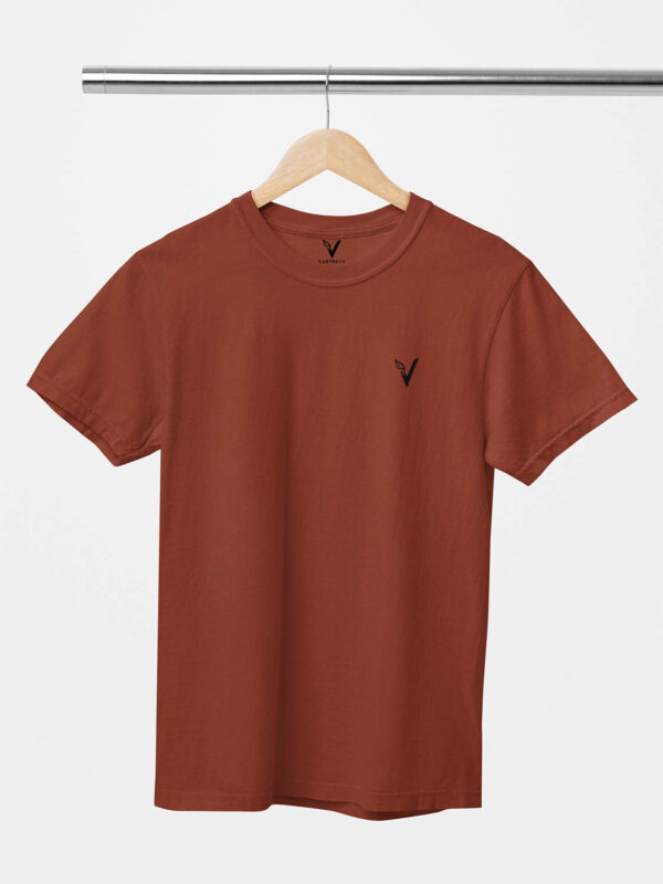 Brick Red Green Classic Plain Round Neck T-Shirt for Men