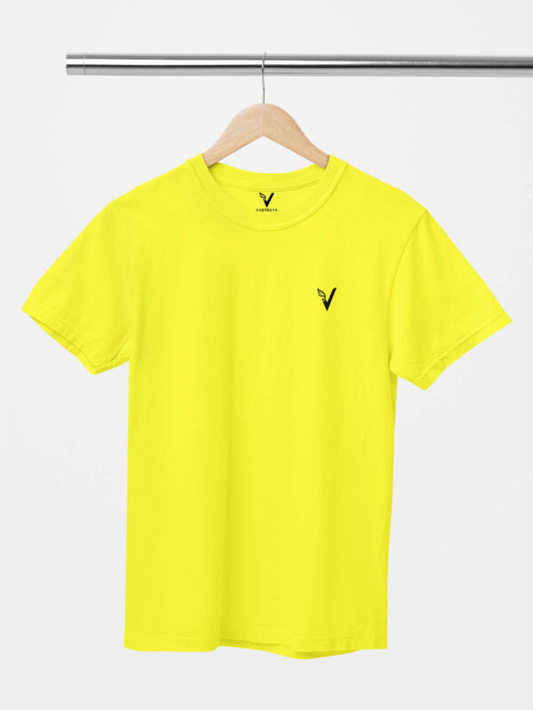 Bright Yellow Classic Plain Round Neck T-Shirt for Men