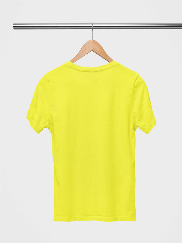 Bright Yellow Classic Plain Round Neck T-Shirt for Women - Image 2