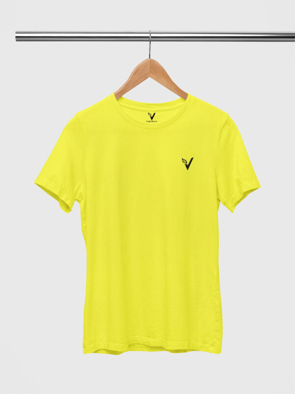 Bright Yellow Classic Plain Round Neck T-Shirt for Women