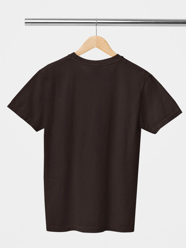 Coffee Brown Classic Plain Round Neck T-Shirt for Men - Image 2