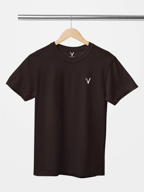 Coffee Brown Classic Plain Round Neck T-Shirt for Men