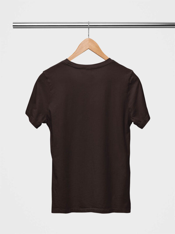 Coffee Brown Classic Plain Round Neck T-Shirt for Women - Image 2