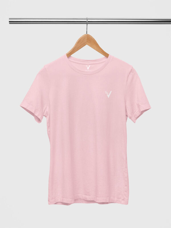 Light Baby Pink Classic Plain Round Neck T-Shirt for Women