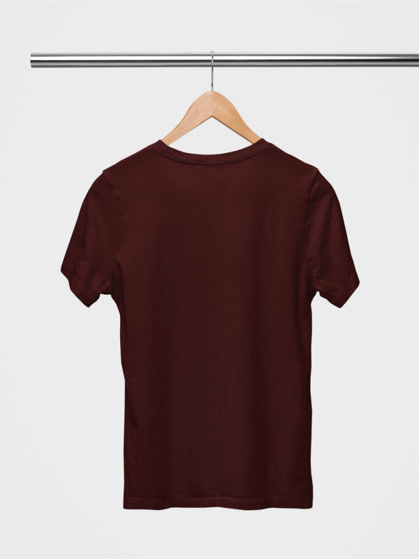 Maroon Classic Plain Round Neck T-Shirt for Women - Image 2