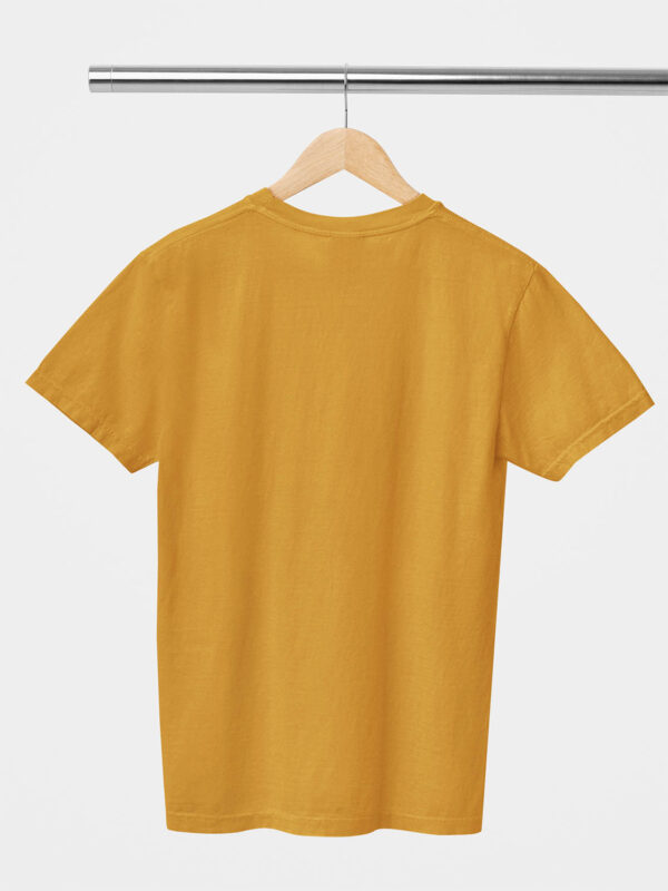 Mustard Yellow Classic Plain Round Neck T-Shirt for Men - Image 2