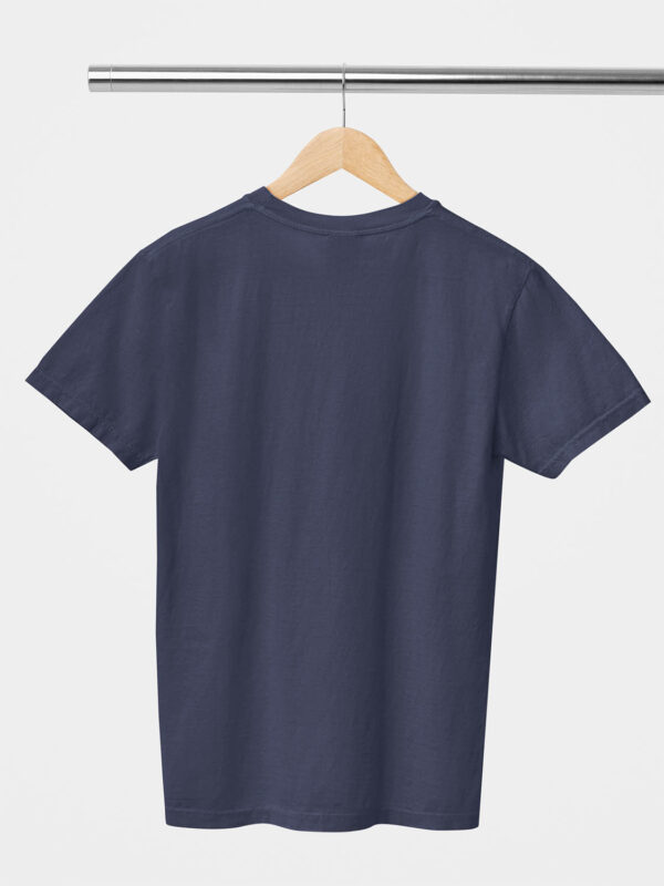 Navy Blue Classic Plain Round Neck T-Shirt for Men - Image 2