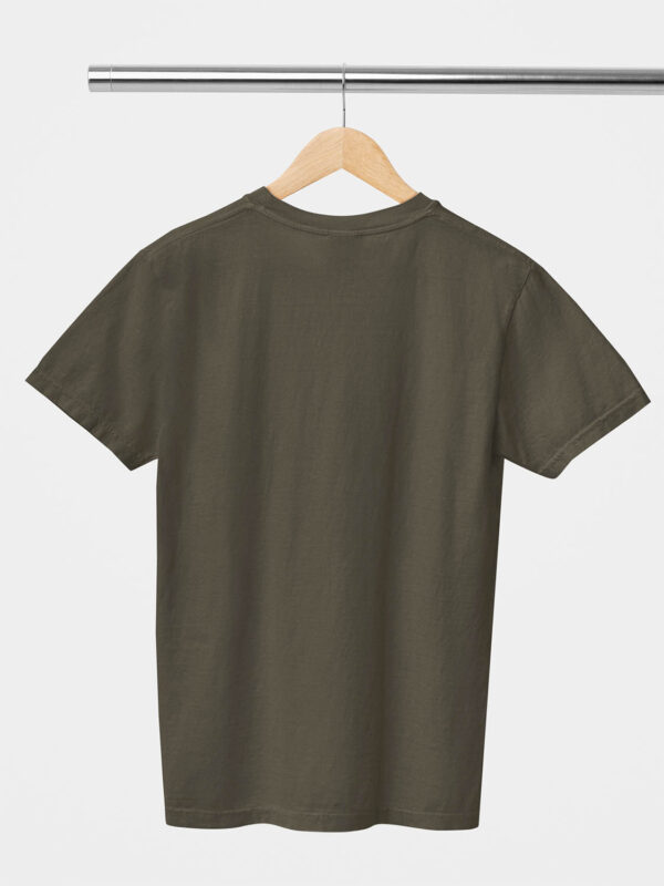 Olive Green Classic Plain Round Neck T-Shirt for Men - Image 2