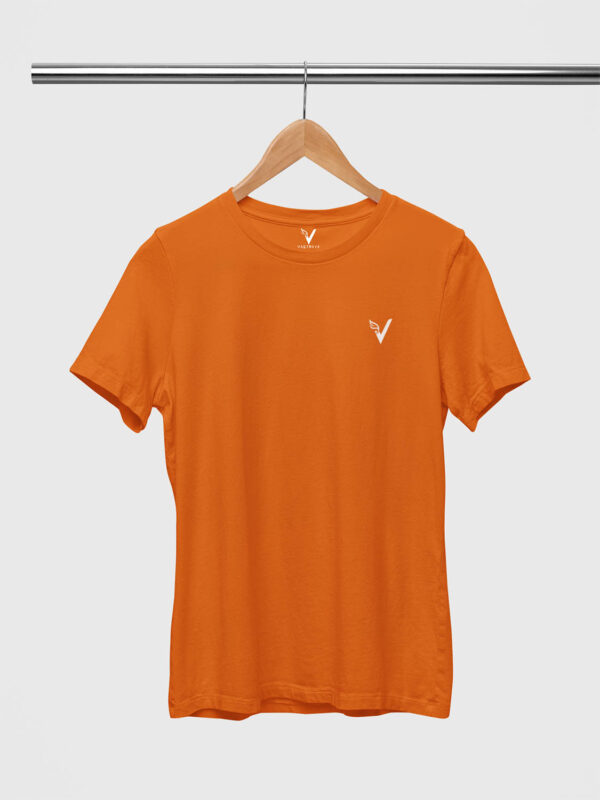 Orange Classic Plain Round Neck T-Shirt for Women