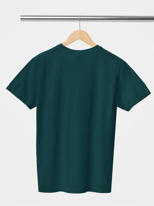 Petrol Blue Classic Plain Round Neck T-Shirt for Men - Image 2