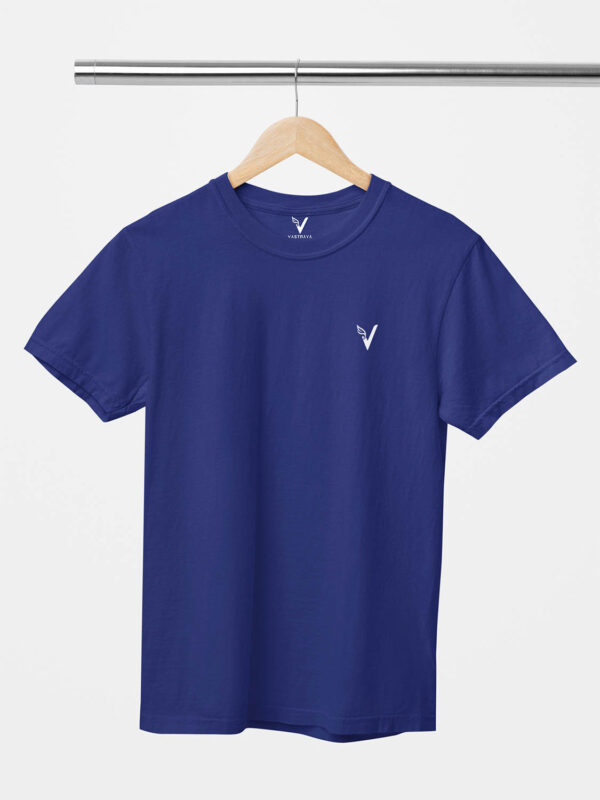 Royal Blue Classic Plain Round Neck T-Shirt for Men